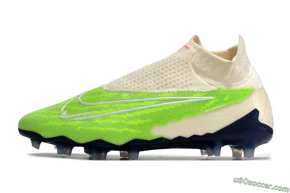 Nike Phantom GX Elite DF Link FG Firm Ground Soccer Cleats - Green/White/Beige 2