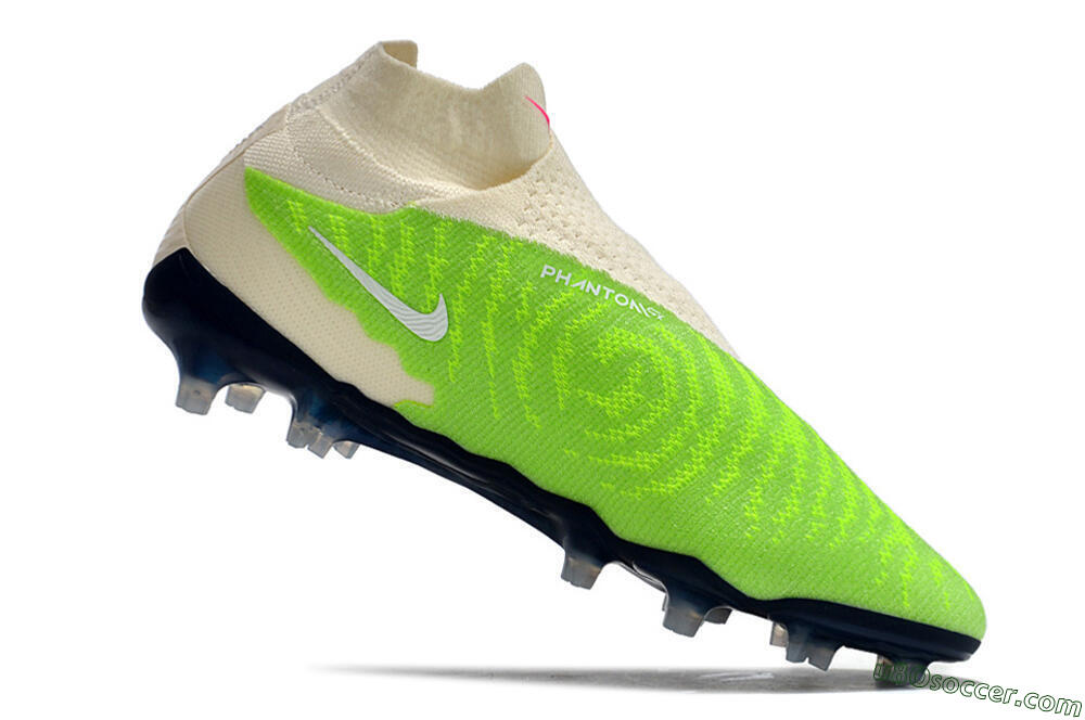 Nike Phantom GX Elite DF Link FG Firm Ground Soccer Cleats - Green/White/Beige 4