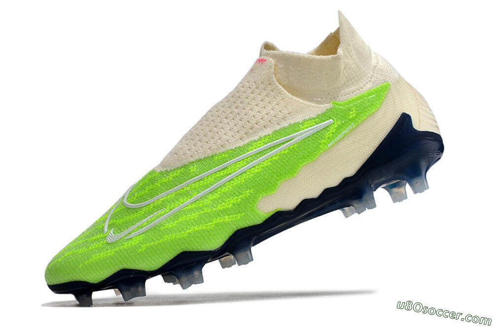 Nike Phantom GX Elite DF Link FG Firm Ground Soccer Cleats - Green/White/Beige 5