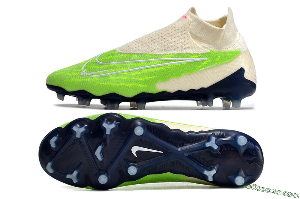 Nike Phantom GX Elite DF Link FG Firm Ground Soccer Cleats - Green/White/Beige 0