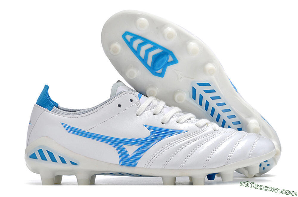 Mizuno Morelia Neo 3 Pro FG Firm Ground Soccer Cleats - White/Blue/White 1