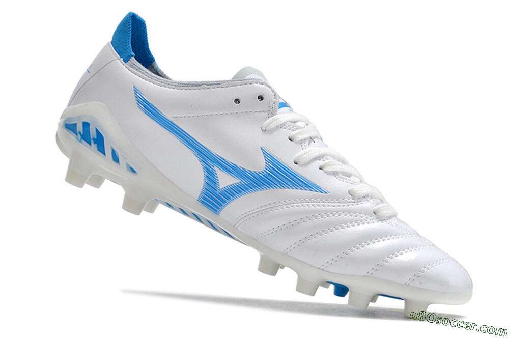 Mizuno Morelia Neo 3 Pro FG Firm Ground Soccer Cleats - White/Blue/White 4