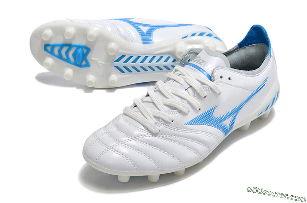 Mizuno Morelia Neo 3 Pro FG Firm Ground Soccer Cleats - White/Blue/White 3