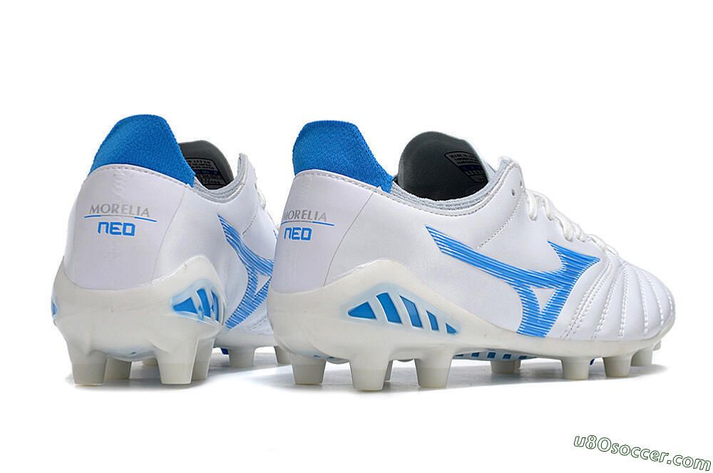 Mizuno Morelia Neo 3 Pro FG Firm Ground Soccer Cleats - White/Blue/White 6