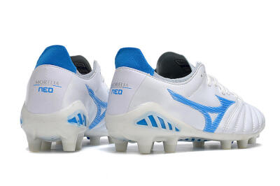 Mizuno Morelia Neo 3 Pro FG Firm Ground Soccer Cleats - White/Blue/White
