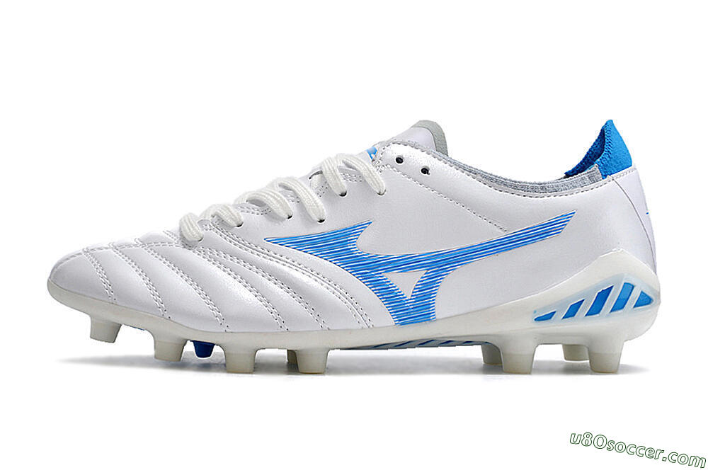 Mizuno Morelia Neo 3 Pro FG Firm Ground Soccer Cleats - White/Blue/White 2