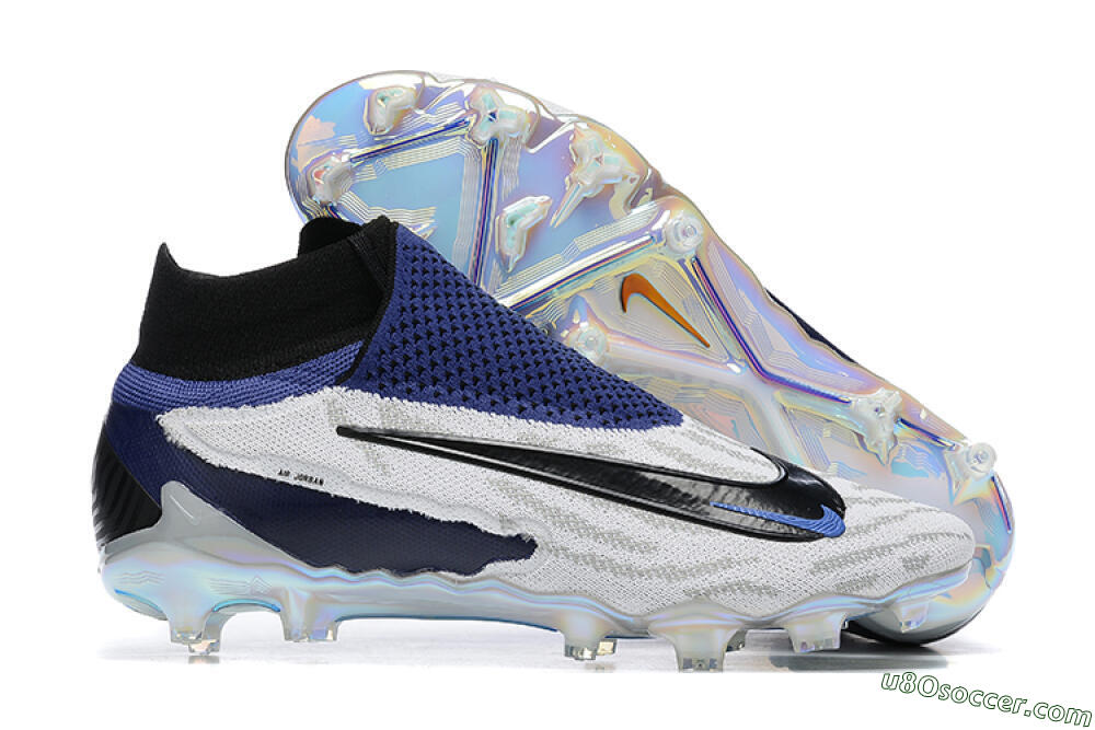 Nike Phantom GX Elite DF FG Firm Ground Soccer Cleats - White/Black/Blue 1