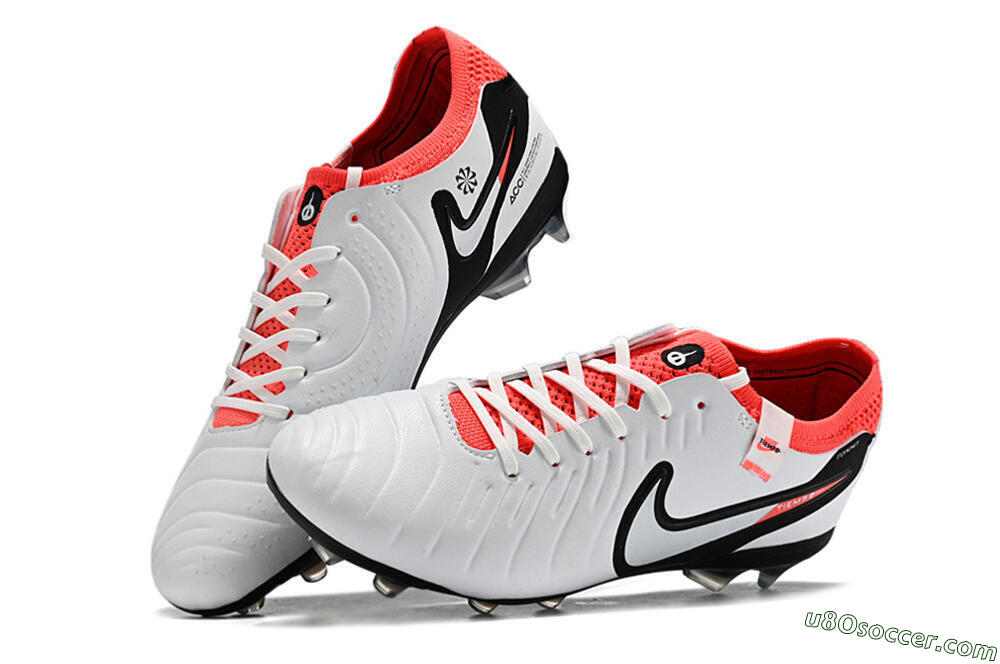 Nike Tiempo Legend 10 Elite FG Firm Ground Soccer Cleats - White/Black/Red 5