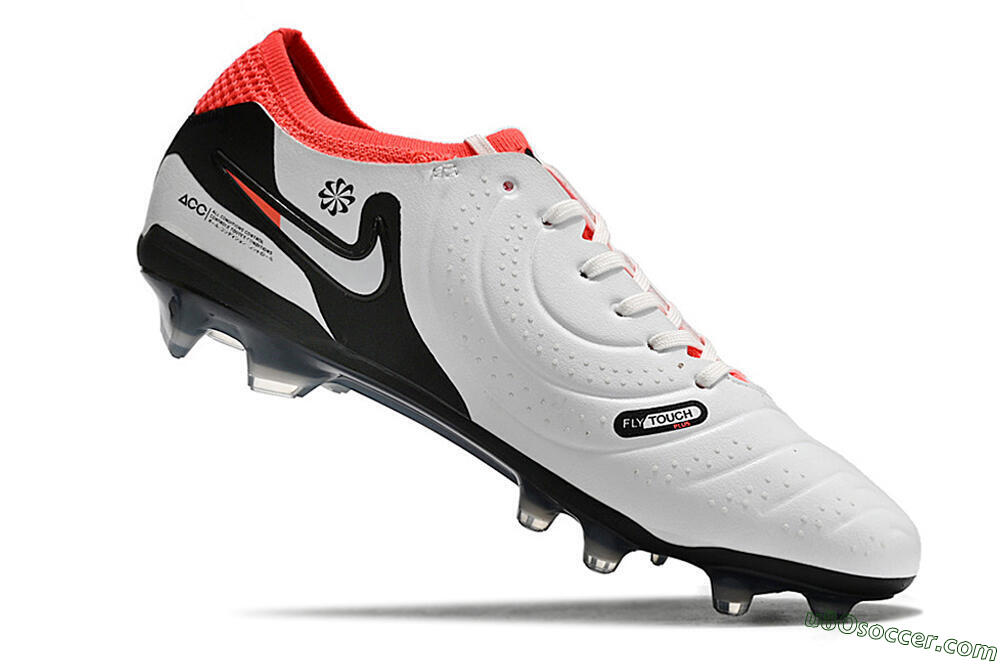 Nike Tiempo Legend 10 Elite FG Firm Ground Soccer Cleats - White/Black/Red 6