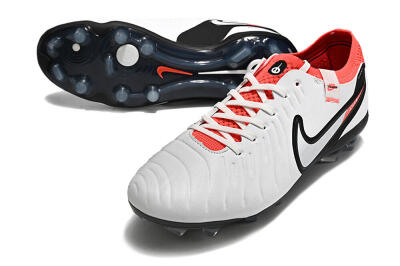 Nike Tiempo Legend 10 Elite FG Firm Ground Soccer Cleats - White/Black/Red