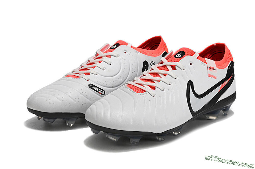 Nike Tiempo Legend 10 Elite FG Firm Ground Soccer Cleats - White/Black/Red 9