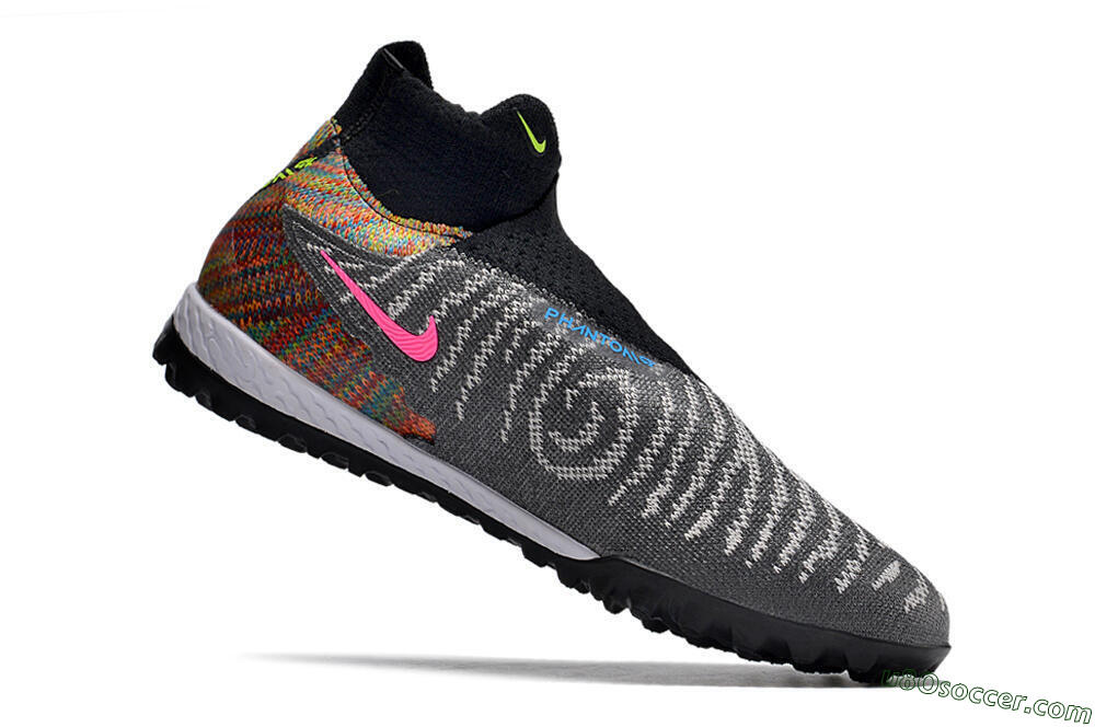 Nike Phantom GX Elite TF Artificial Turf Soccer Shoes - Grey/Green/Black/Rainbow 6