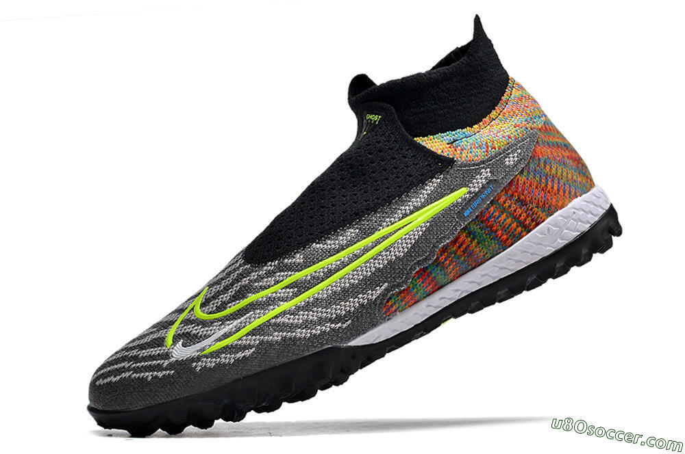 Nike Phantom GX Elite TF Artificial Turf Soccer Shoes - Grey/Green/Black/Rainbow 7