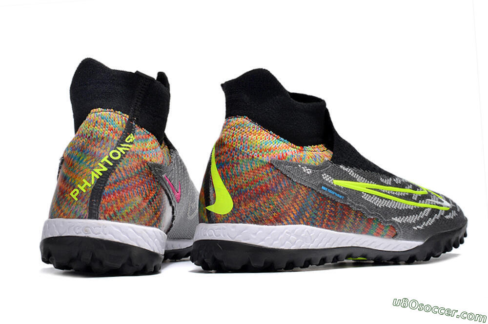 Nike Phantom GX Elite TF Artificial Turf Soccer Shoes - Grey/Green/Black/Rainbow 8