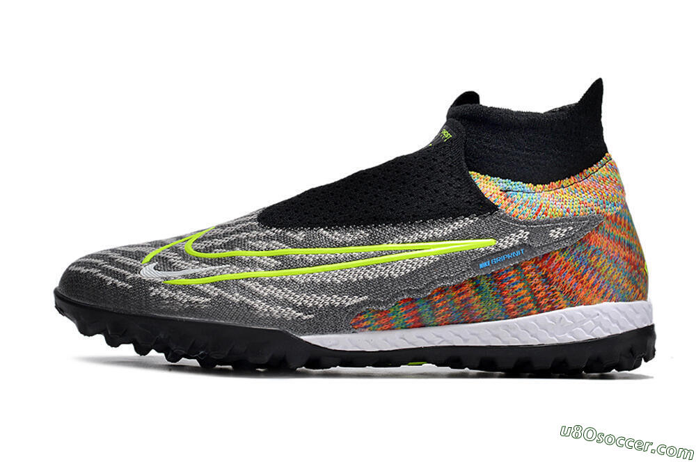 Nike Phantom GX Elite TF Artificial Turf Soccer Shoes - Grey/Green/Black/Rainbow 2