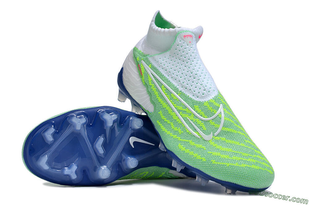 Nike Phantom GX DF Elite FG Firm Ground Soccer Cleats - Green/White/Blue 3
