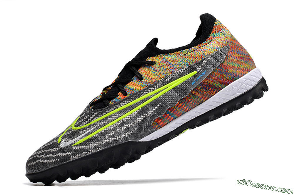 Nike Phantom GX Elite TF Artificial Turf Soccer Shoes - Grey/Green/Rainbow 7