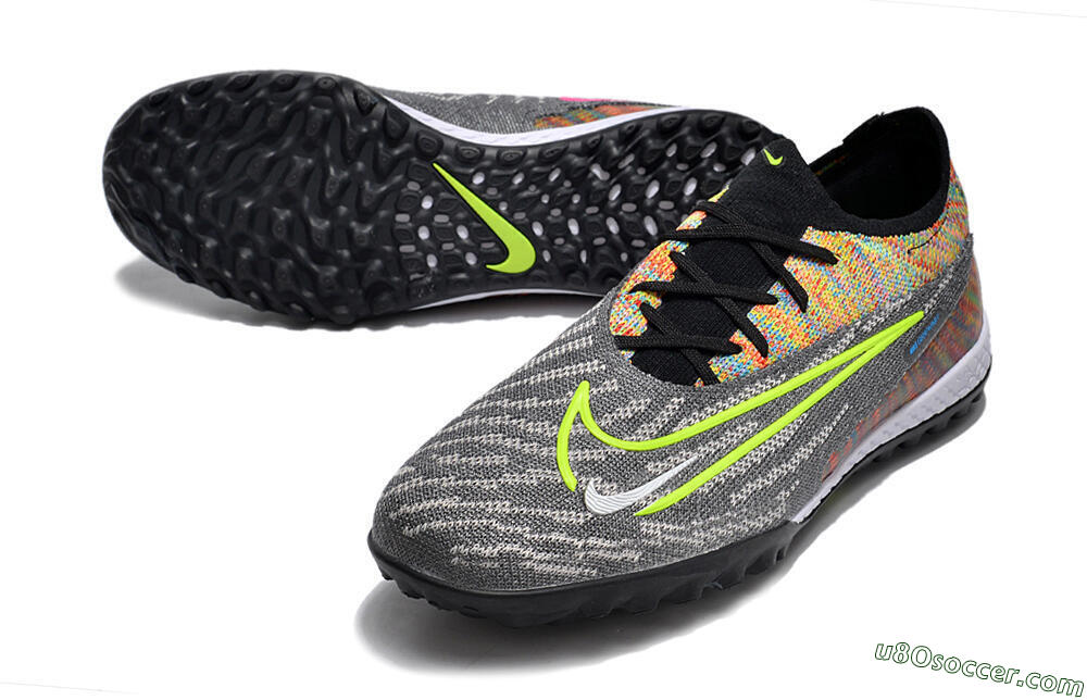 Nike Phantom GX Elite TF Artificial Turf Soccer Shoes - Grey/Green/Rainbow 3