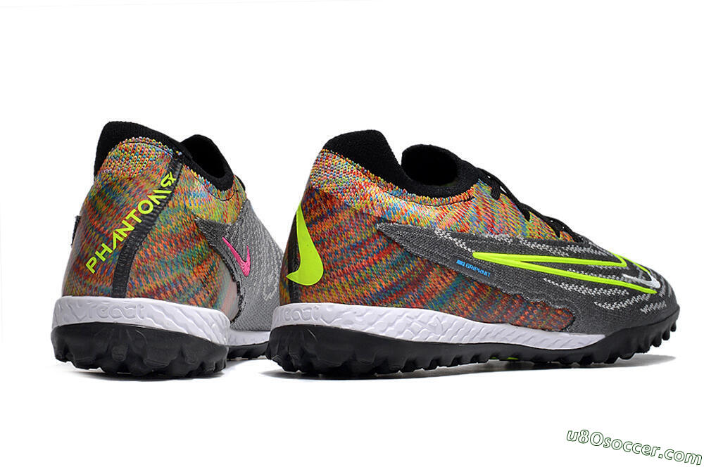 Nike Phantom GX Elite TF Artificial Turf Soccer Shoes - Grey/Green/Rainbow 8