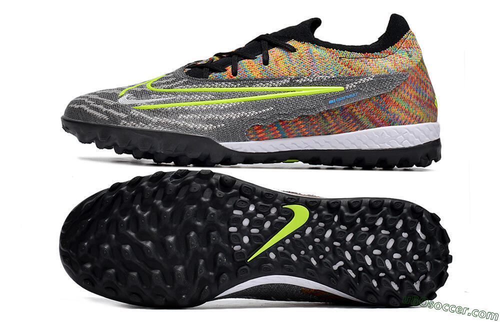 Nike Phantom GX Elite TF Artificial Turf Soccer Shoes - Grey/Green/Rainbow 0