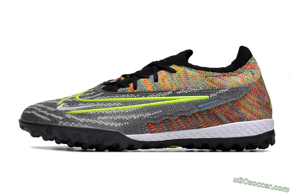Nike Phantom GX Elite TF Artificial Turf Soccer Shoes - Grey/Green/Rainbow 2