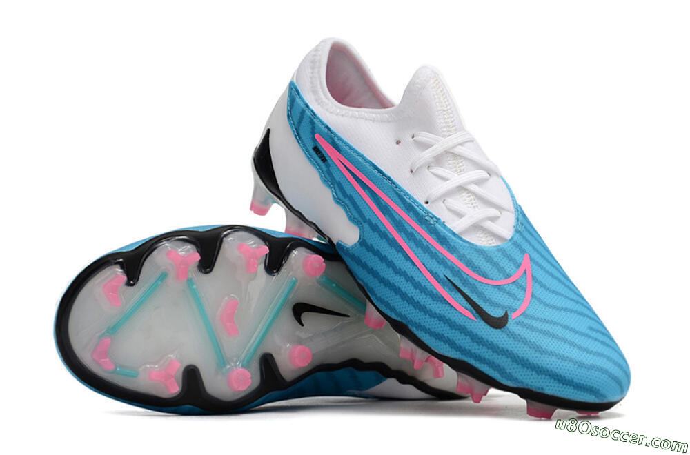 Nike Phantom GX Academy FG Firm Ground Soccer Cleats - Blue/White/Pink 4