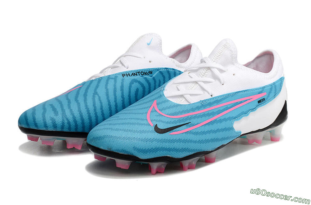 Nike Phantom GX Academy FG Firm Ground Soccer Cleats - Blue/White/Pink 9
