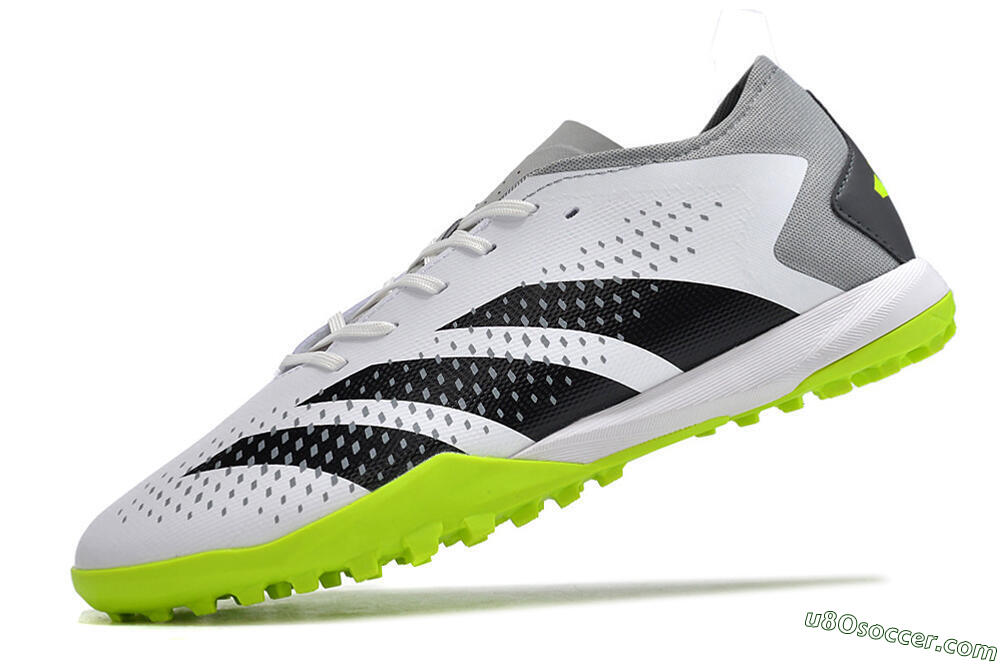 Adidas Predator Accuracy.3 TF Artificial Turf Soccer Shoes - White/Black/Green/Grey 5
