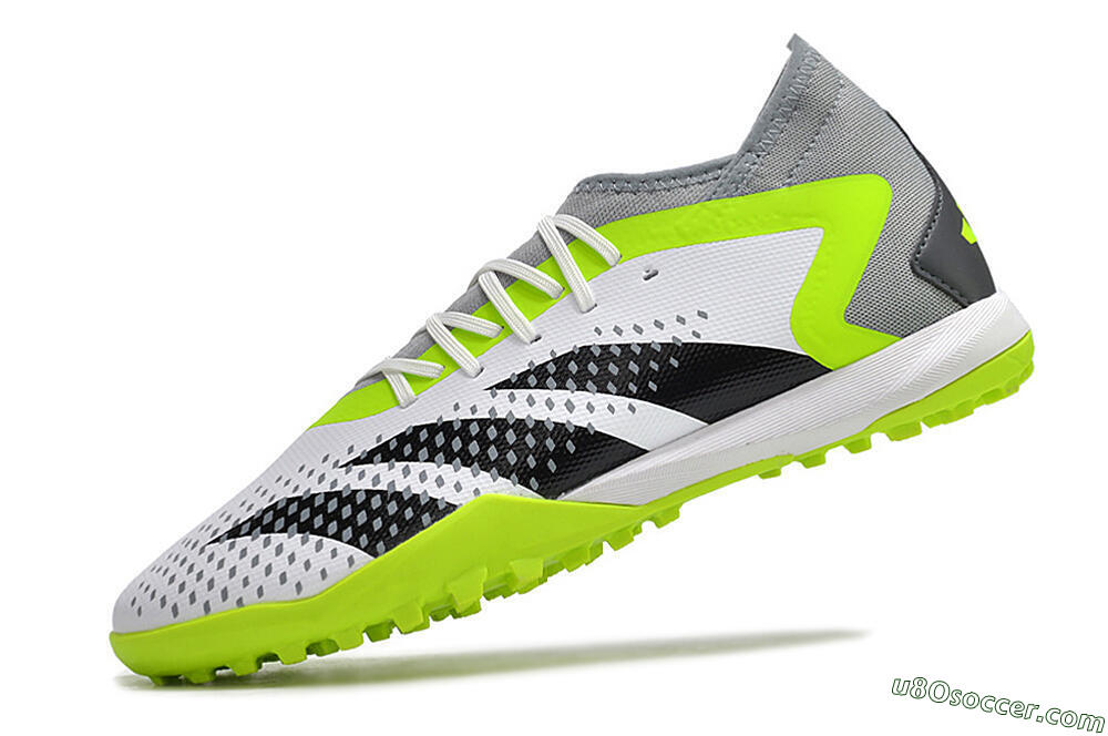 Adidas Predator Accuracy.3 TF Artificial Turf Soccer Shoes - White/Black/Green/Grey 5