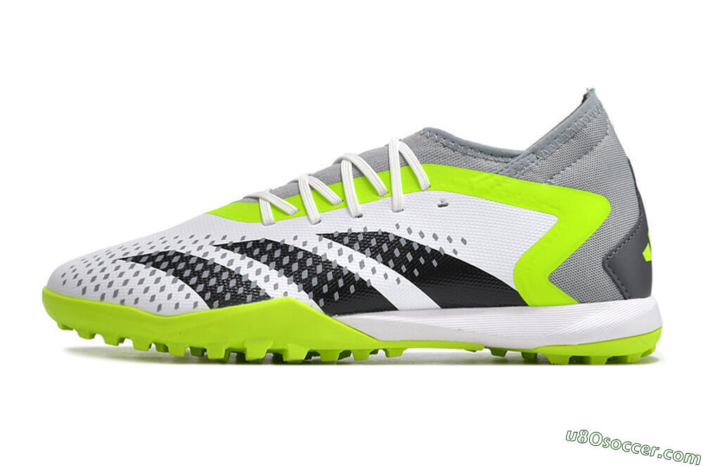 Adidas Predator Accuracy.3 TF Artificial Turf Soccer Shoes - White/Black/Green/Grey 2