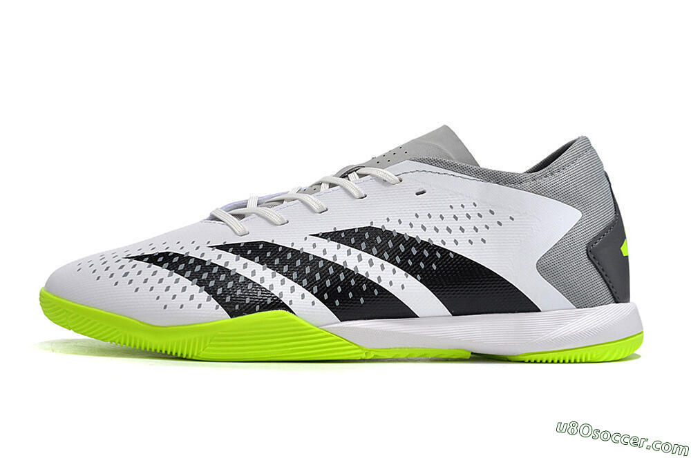 Adidas Predator Accuracy.3 IC Indoor & Futsal Soccer Shoes - White/Black/Green/Grey 2