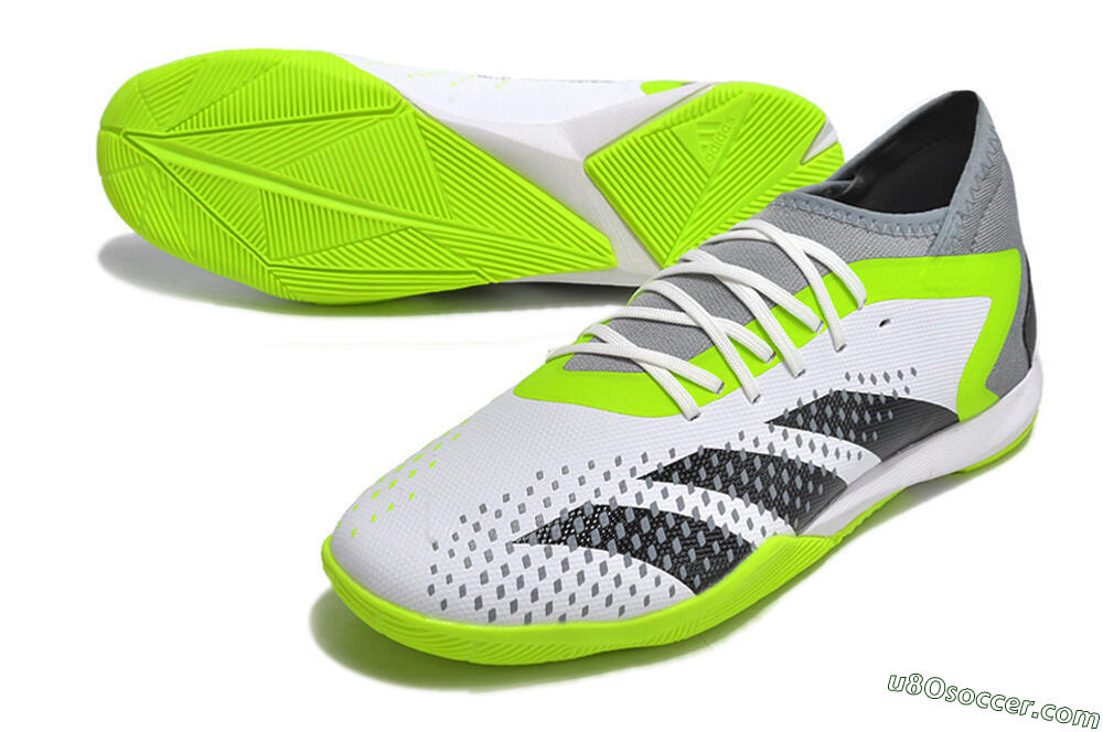 Adidas Predator Accuracy.1 IC Indoor & Futsal Soccer Shoes - White/Black/Green/Grey 3