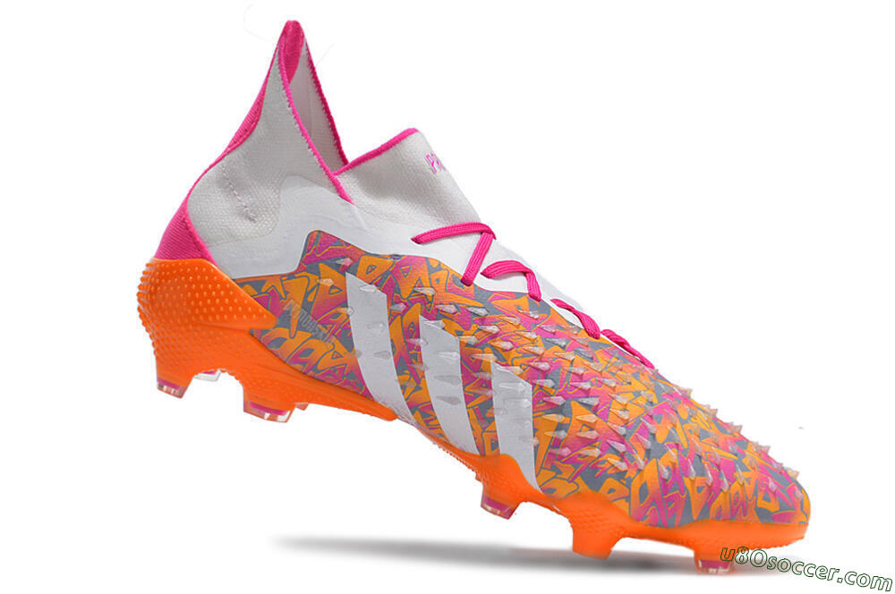 Adidas Predator Freak.1 FG Firm Ground Soccer Cleats - White/Pink/Orange 4