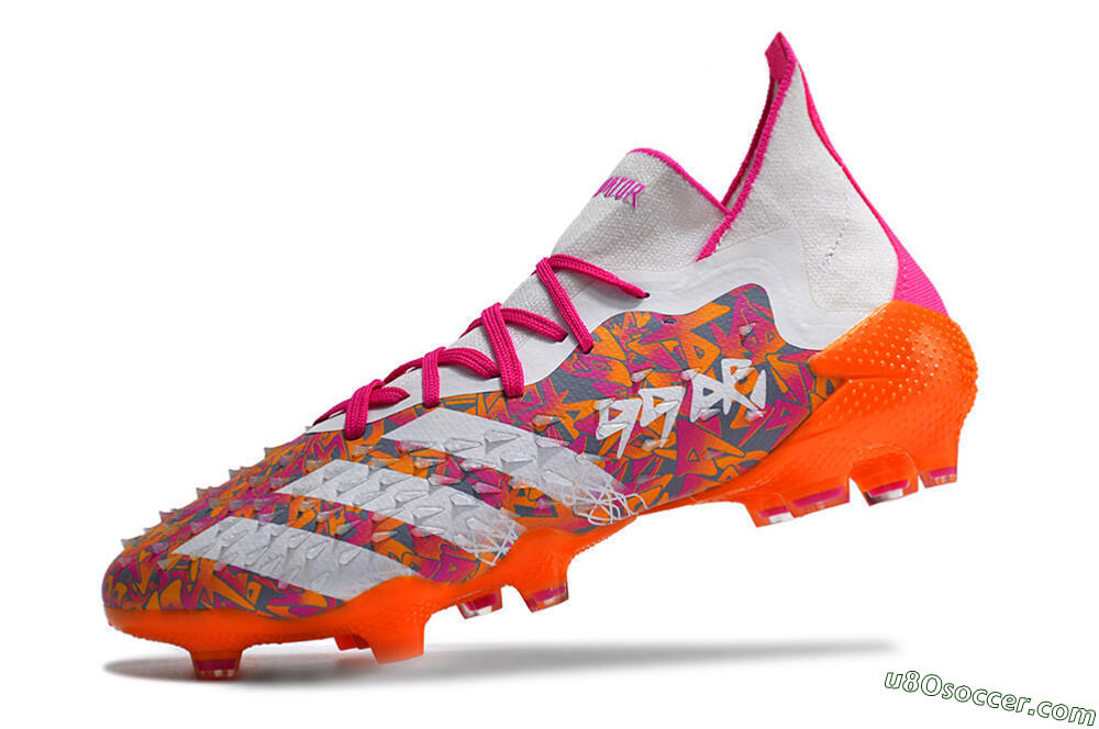 Adidas Predator Freak.1 FG Firm Ground Soccer Cleats - White/Pink/Orange 5