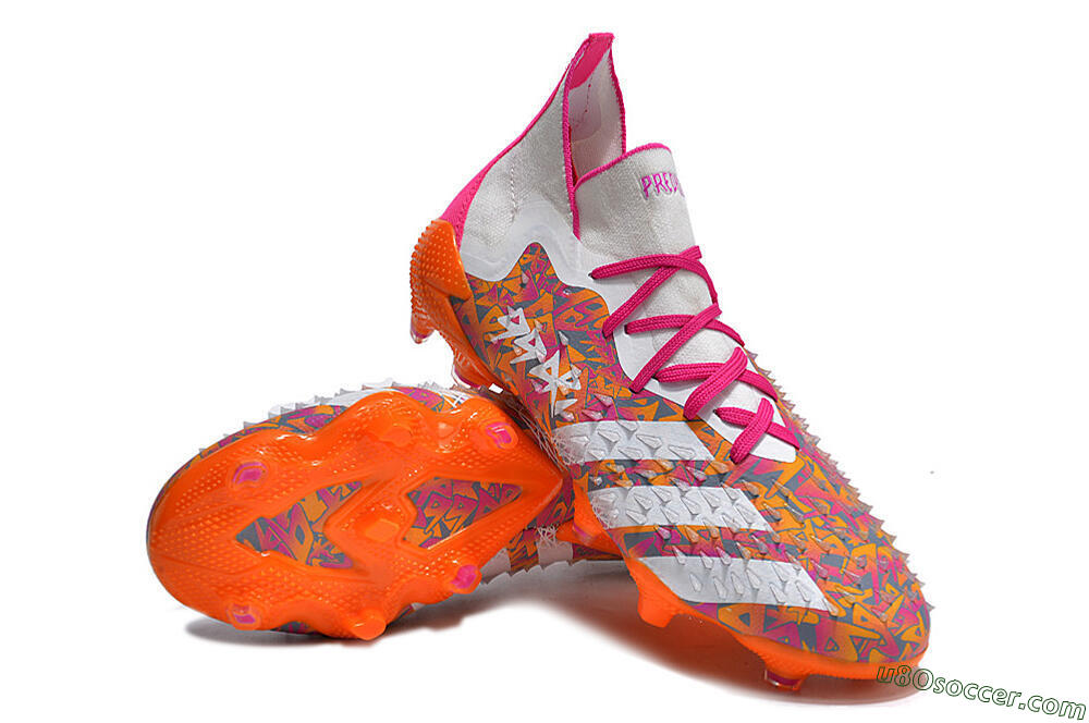 Adidas Predator Freak.1 FG Firm Ground Soccer Cleats - White/Pink/Orange 3