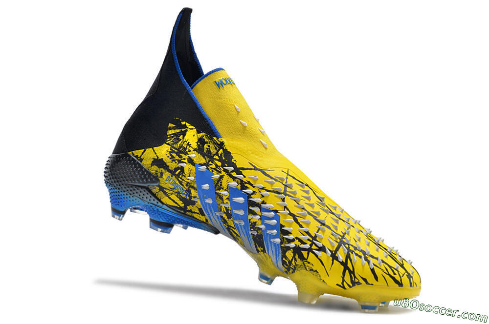 Adidas Predator Freak+ FG Firm Ground Soccer Cleats - Yellow/Blue/Black 4