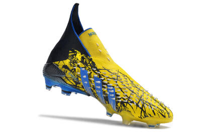 Adidas Predator Freak+ FG Firm Ground Soccer Cleats - Yellow/Blue/Black