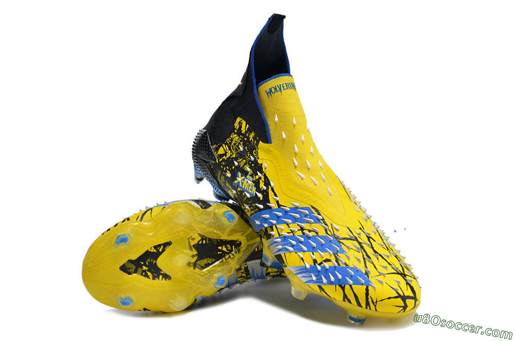 Adidas Predator Freak+ FG Firm Ground Soccer Cleats - Yellow/Blue/Black 3