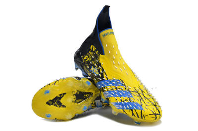 Adidas Predator Freak+ FG Firm Ground Soccer Cleats - Yellow/Blue/Black