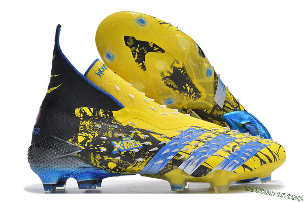 Adidas Predator Freak+ FG Firm Ground Soccer Cleats - Yellow/Blue/Black 1