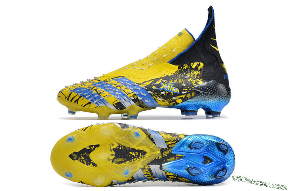 Adidas Predator Freak+ FG Firm Ground Soccer Cleats - Yellow/Blue/Black 0