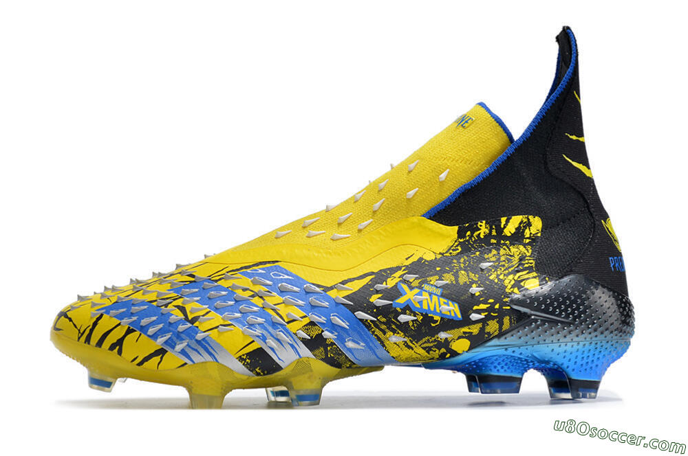 Adidas Predator Freak+ FG Firm Ground Soccer Cleats - Yellow/Blue/Black 2