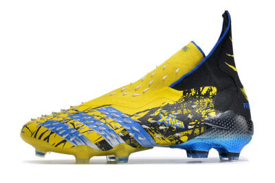 Adidas Predator Freak+ FG Firm Ground Soccer Cleats - Yellow/Blue/Black