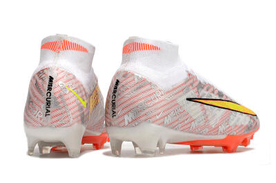 Nike Air Zoom Mercurial Superfly 9 Elite FG Firm Ground Soccer Cleats - White/Orange/Sliver