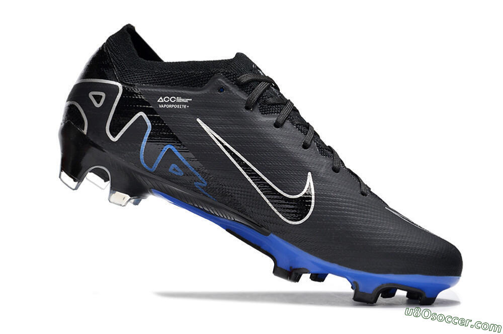 Nike Air Zoom Vapor 15 Elite SE FG Firm Ground Soccer Cleats - Black/Blue/White 4
