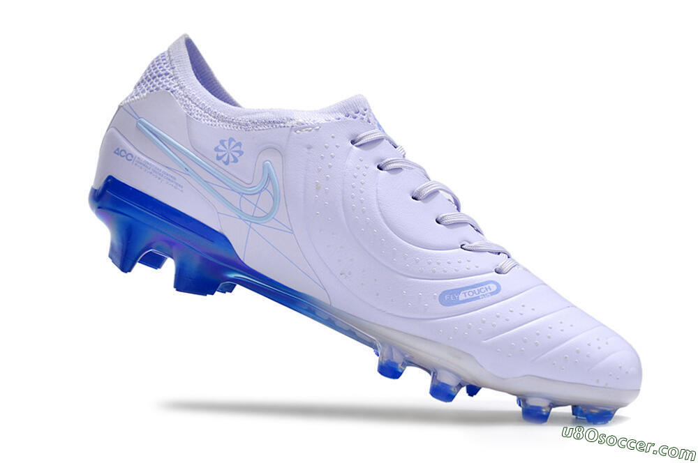 NikeTiempo Legend 10 Elite FG Firm Ground Soccer Cleats - White/Blue/Gold 4