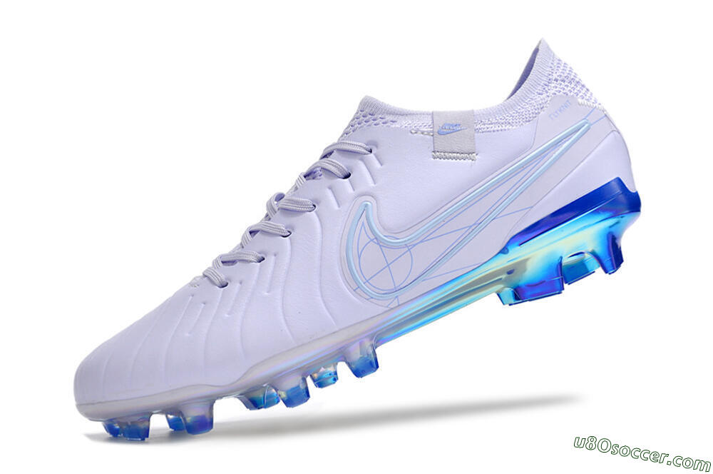 NikeTiempo Legend 10 Elite FG Firm Ground Soccer Cleats - White/Blue/Gold 5