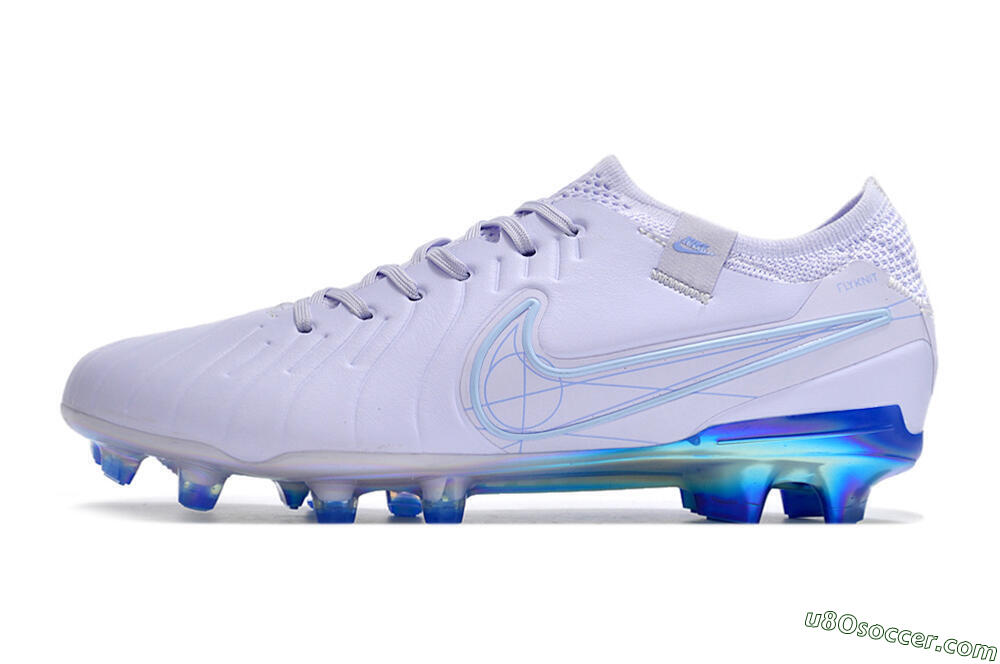 NikeTiempo Legend 10 Elite FG Firm Ground Soccer Cleats - White/Blue/Gold 2