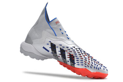 Adidas Predator Freak+ TF Artificial Turf Soccer Shoes - Silver/Blue/Red
