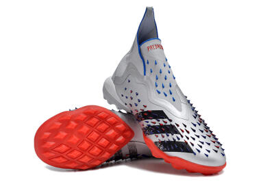 Adidas Predator Freak+ TF Artificial Turf Soccer Shoes - Silver/Blue/Red